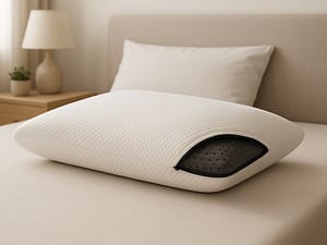 Almohada viscoelástica con núcleo de carbono activo, ergonómica y fresca