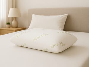 Almohada viscoelástica con funda Aloe Vera en dormitorio moderno y luminoso