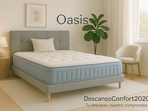 Colchón Oasis viscoelástico con muelles ensacados en dormitorio moderno y acogedor